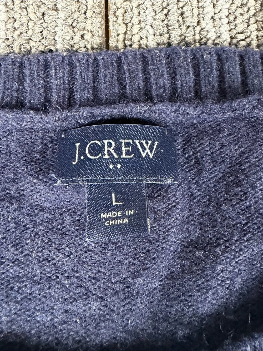 J. Crew Men's Navy Crewneck Wool Blend Sweater Size Large